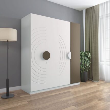 Armario Cassini de 4 puertas con luz LED (blanco)